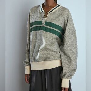 BDG Urban Outfitters Cameron Green Striped Thermal Long Sleeve Henley Top